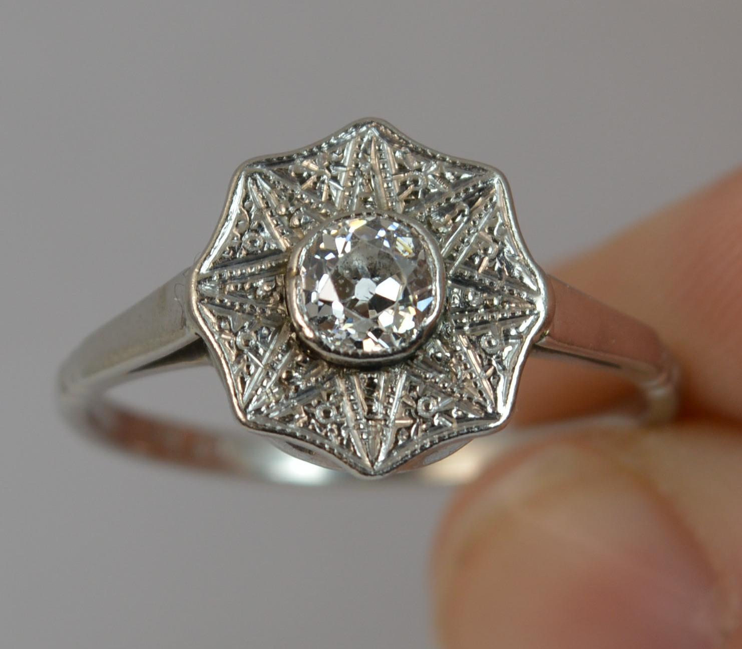 Antique Old Cut Diamond and Platinum Solitaire Ring 1