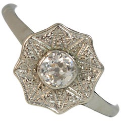 Antique Old Cut Diamond and Platinum Solitaire Ring