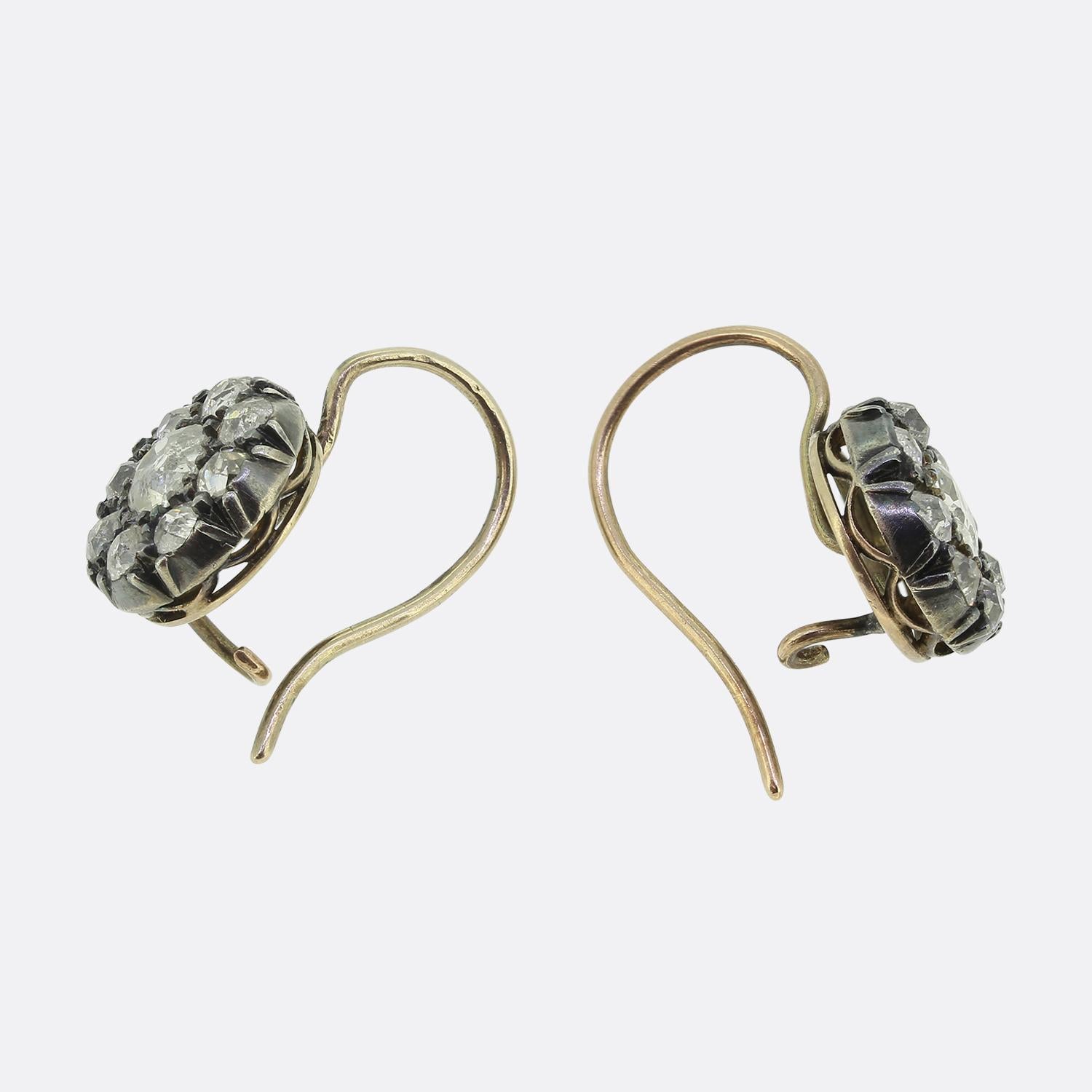 Old Mine Cut Antique Old Cut Diamond Cluster Earrings