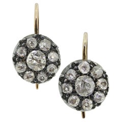 Antique Old Cut Diamond Cluster Earrings