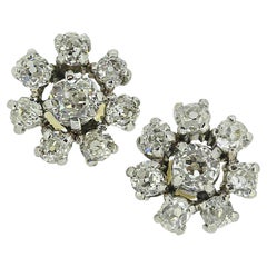 Antique Old Cut Diamond Cluster Earrings