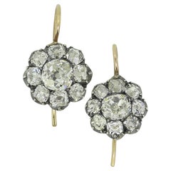 Antique Old Cut Diamond Cluster Earrings