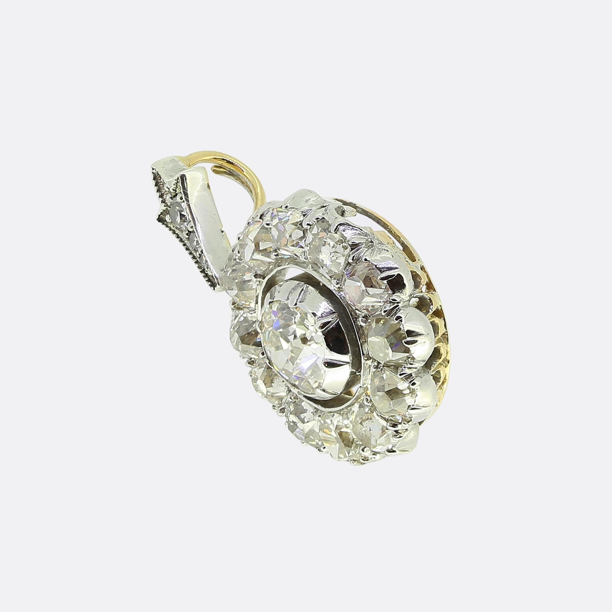 Colgante de racimo de diamantes talla antigua Eduardiano en venta
