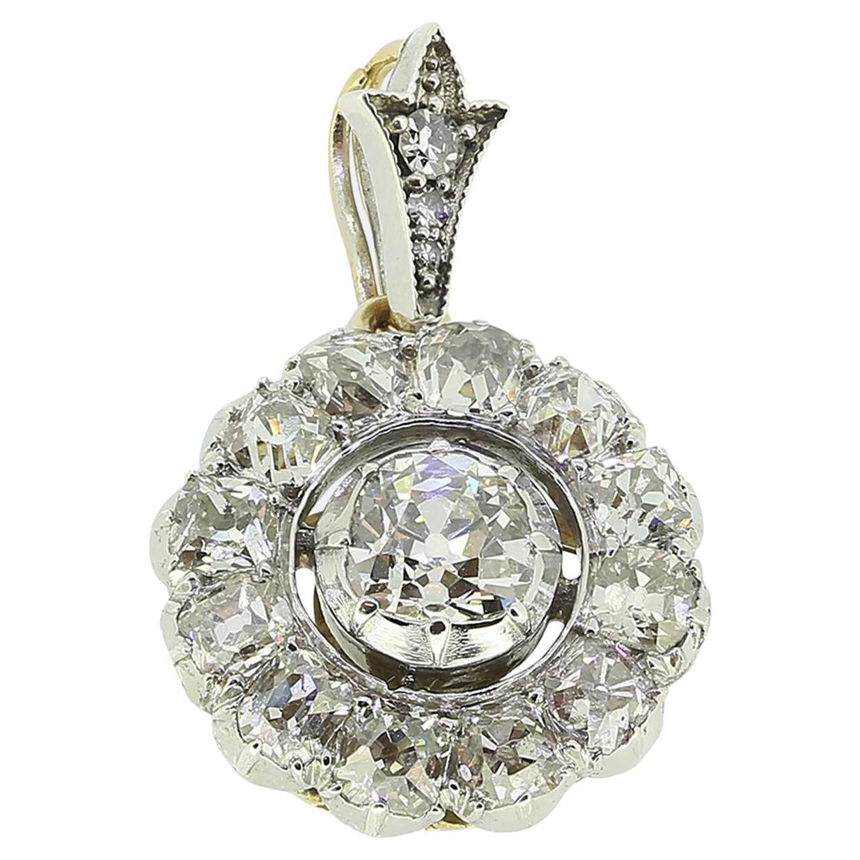 Colgante de racimo de diamantes talla antigua en venta