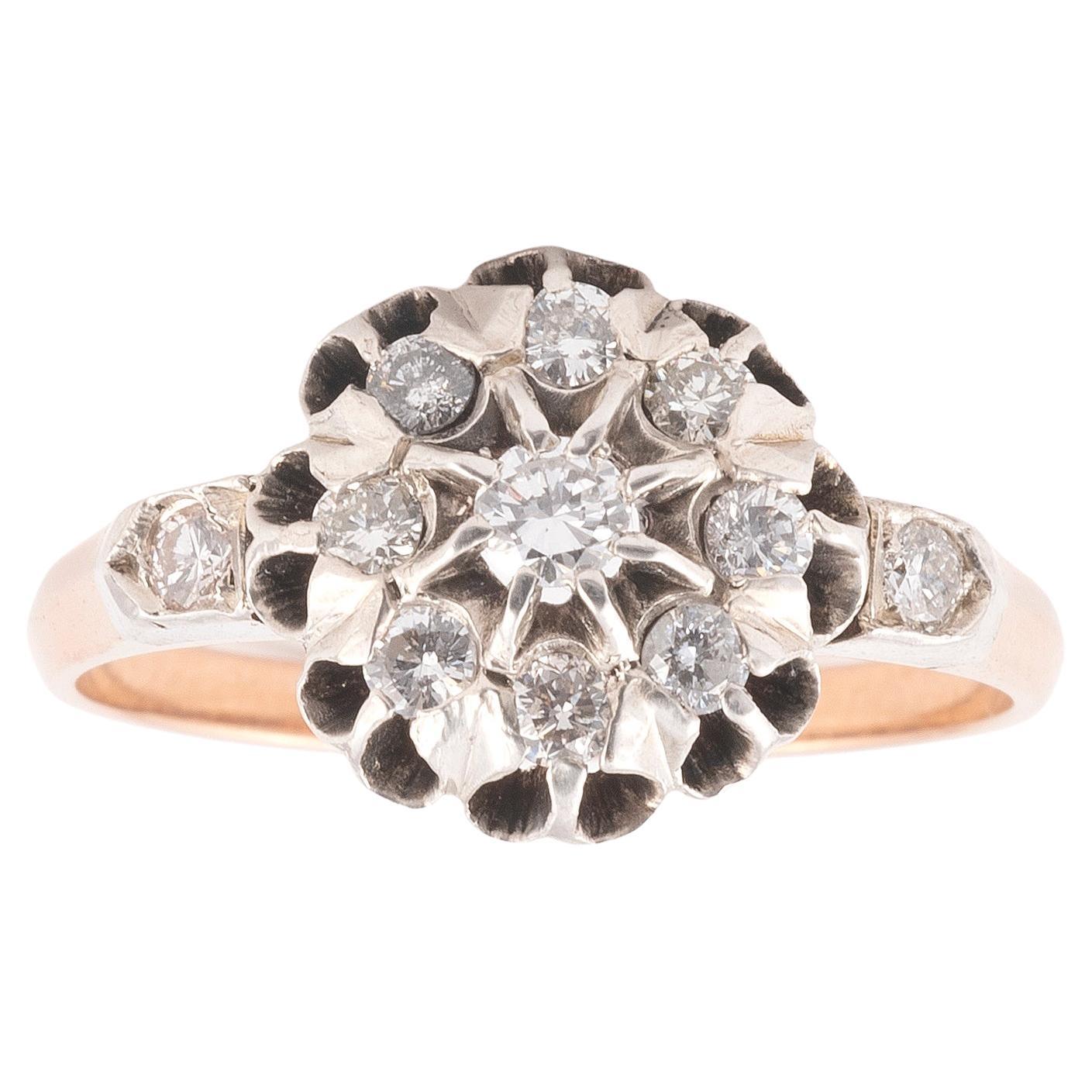 Antique Old Cut Diamond Cluster Ring For Sale
