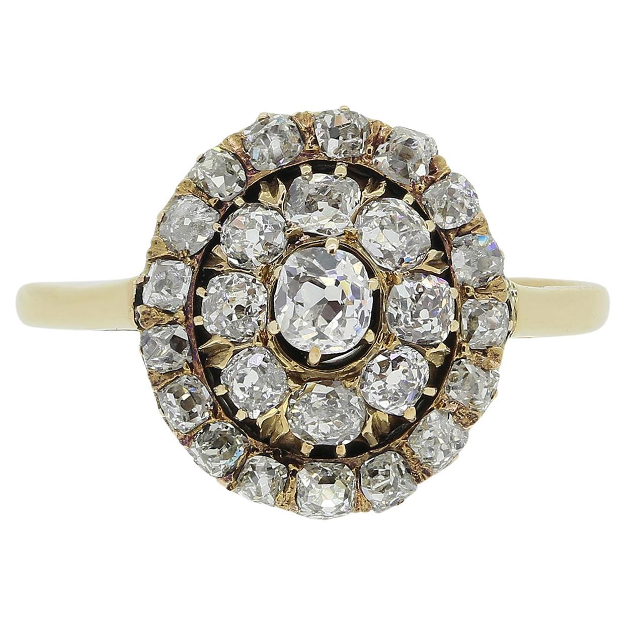 Antique Old Cut Diamond Cluster Ring For Sale