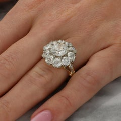 Anello a grappolo con diamanti antichi in oro rosa 18 carati