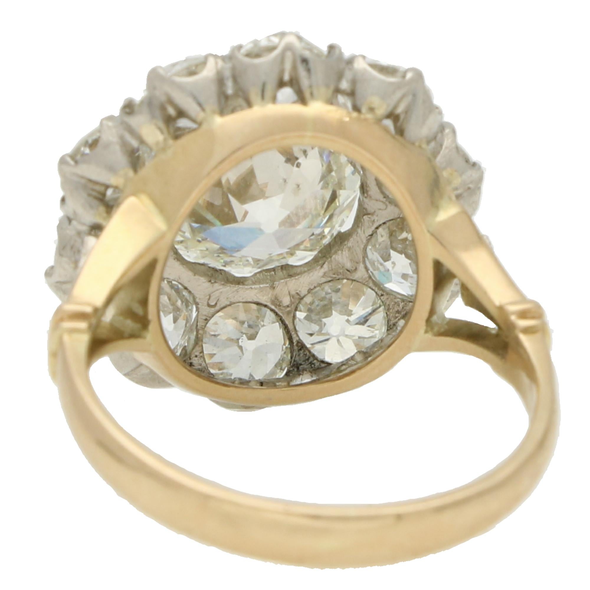 Late Victorian Antique Old Cut Diamond Cluster Ring in 18k Rose Gold For Sale