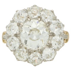 Antique Old Cut Diamond Cluster Ring in 18k Rose Gold