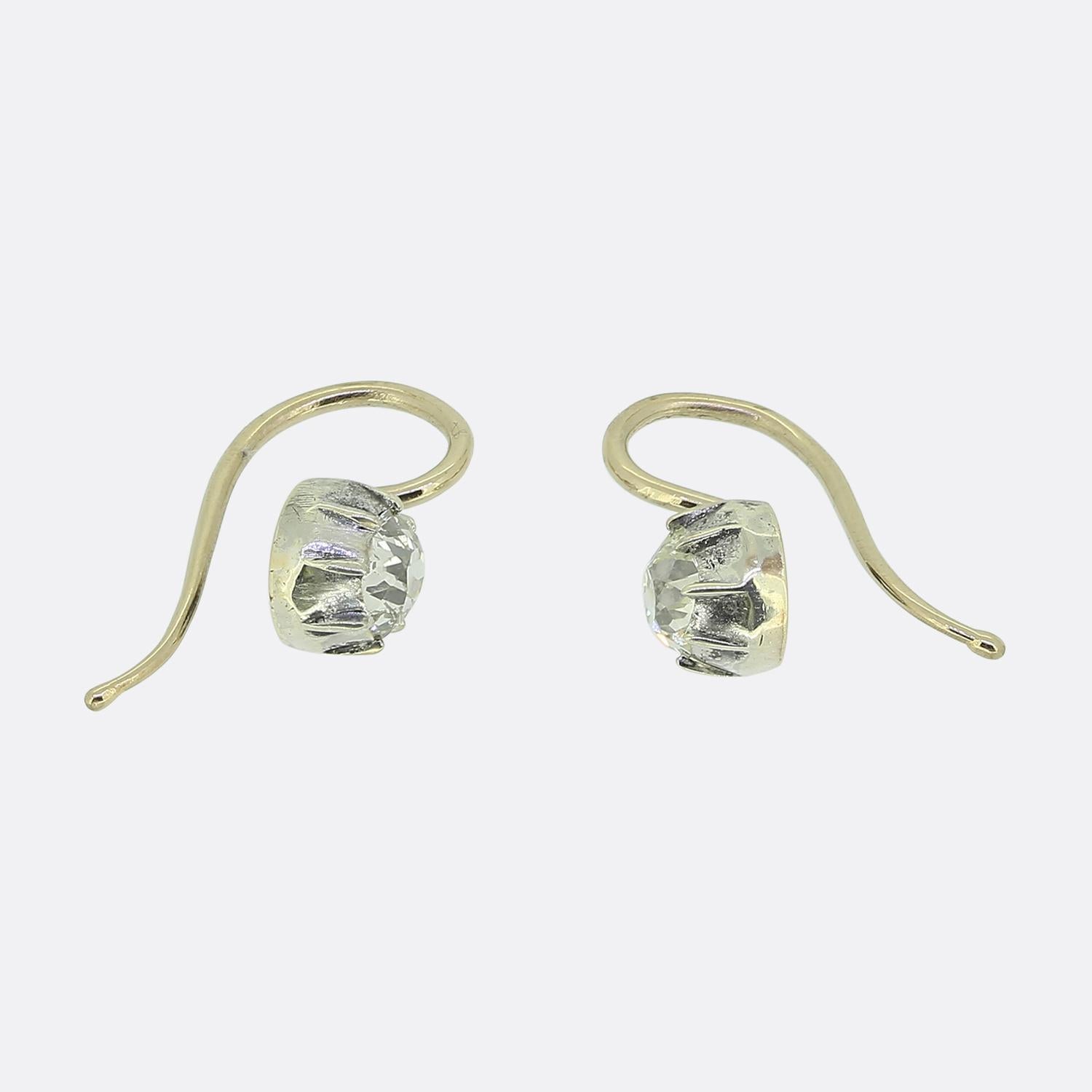 Taglio vecchia miniera Orecchini a goccia con diamanti antichi in vendita