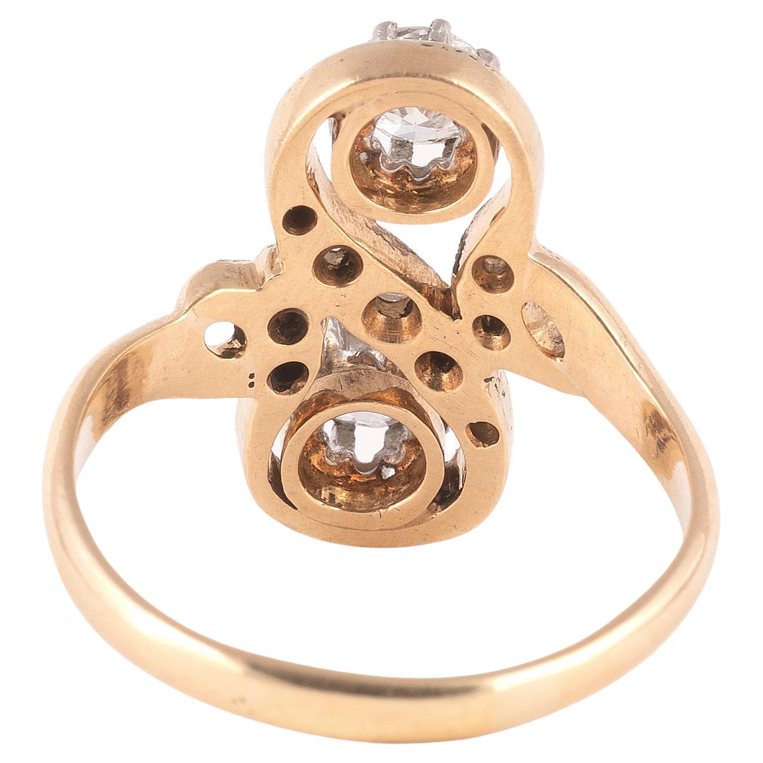 Napoleon III Antique Old Cut Diamond Engagement Ring For Sale