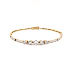 Antique Old Cut Diamond Five Stone Platinum on 18ct Gold Link Bracelet, C.1920's