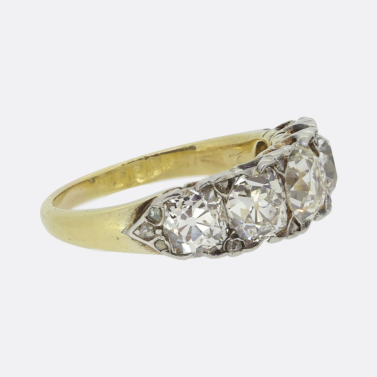 Edwardian Antique Old Cut Diamond Five-Stone Ring