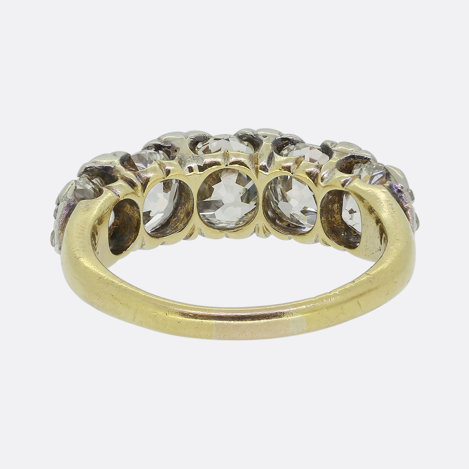 Old Mine Cut Antique Old Cut Diamond Five-Stone Ring