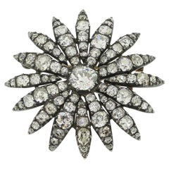 Antique Old Cut Diamond Floral Brooch