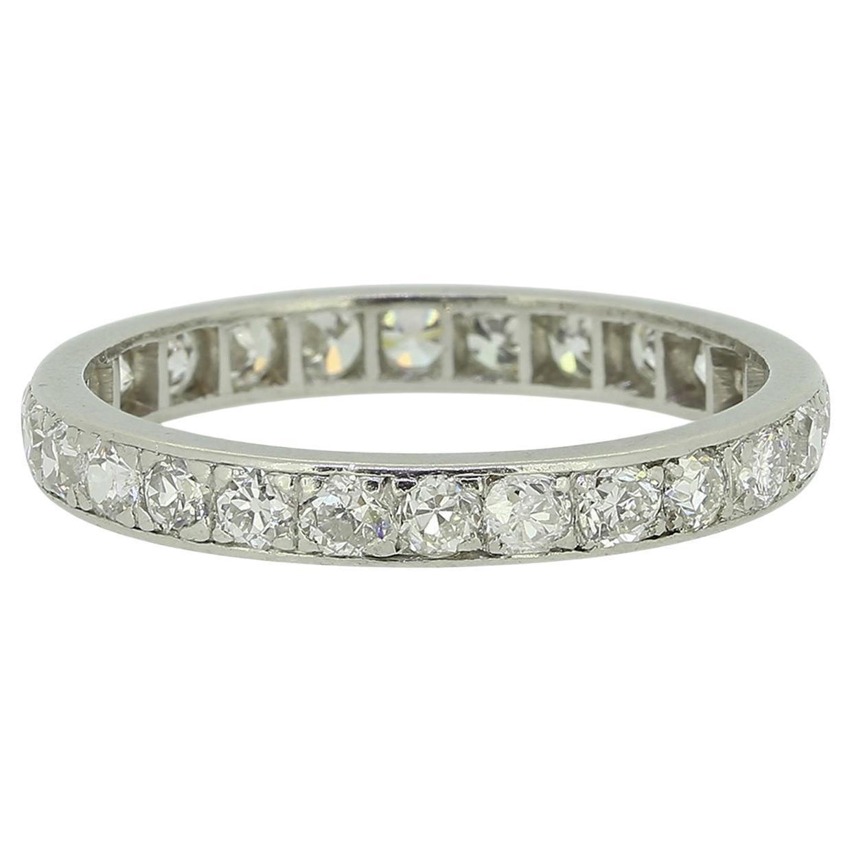 Bague d'éternité ancienne taille ancienne taille P 1/2 (57) en vente