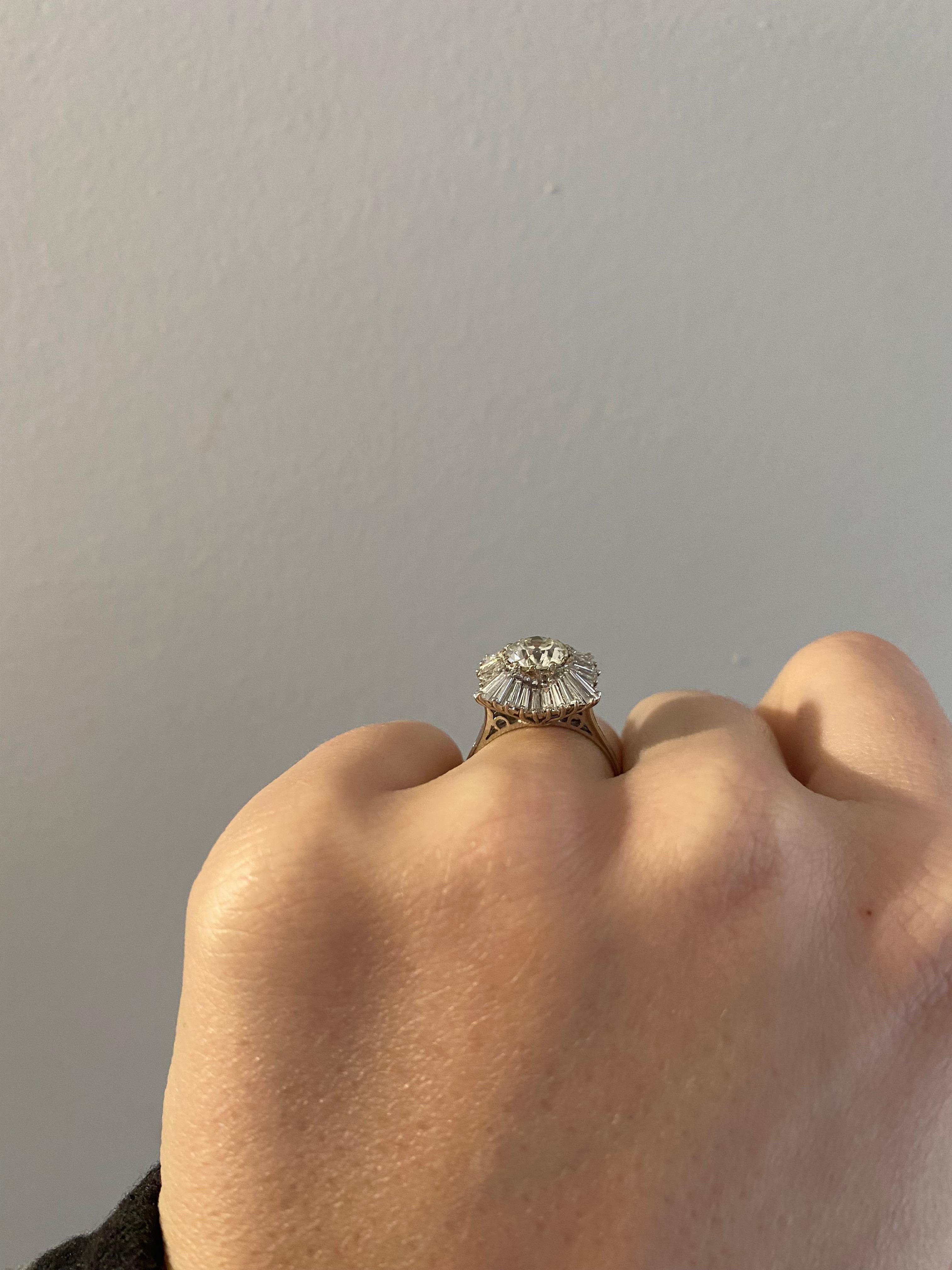 Antiker Jupe-Ring mit Diamanten im Altschliff aus den 1960er Jahren für Damen oder Herren