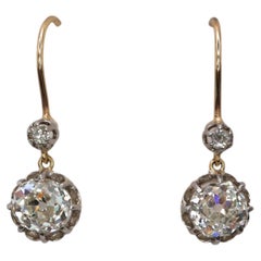 Antike Ohrringe aus Platin und Gold mit Diamanten im Old-Cut-Schliff, 2,60 Karat, um 1910