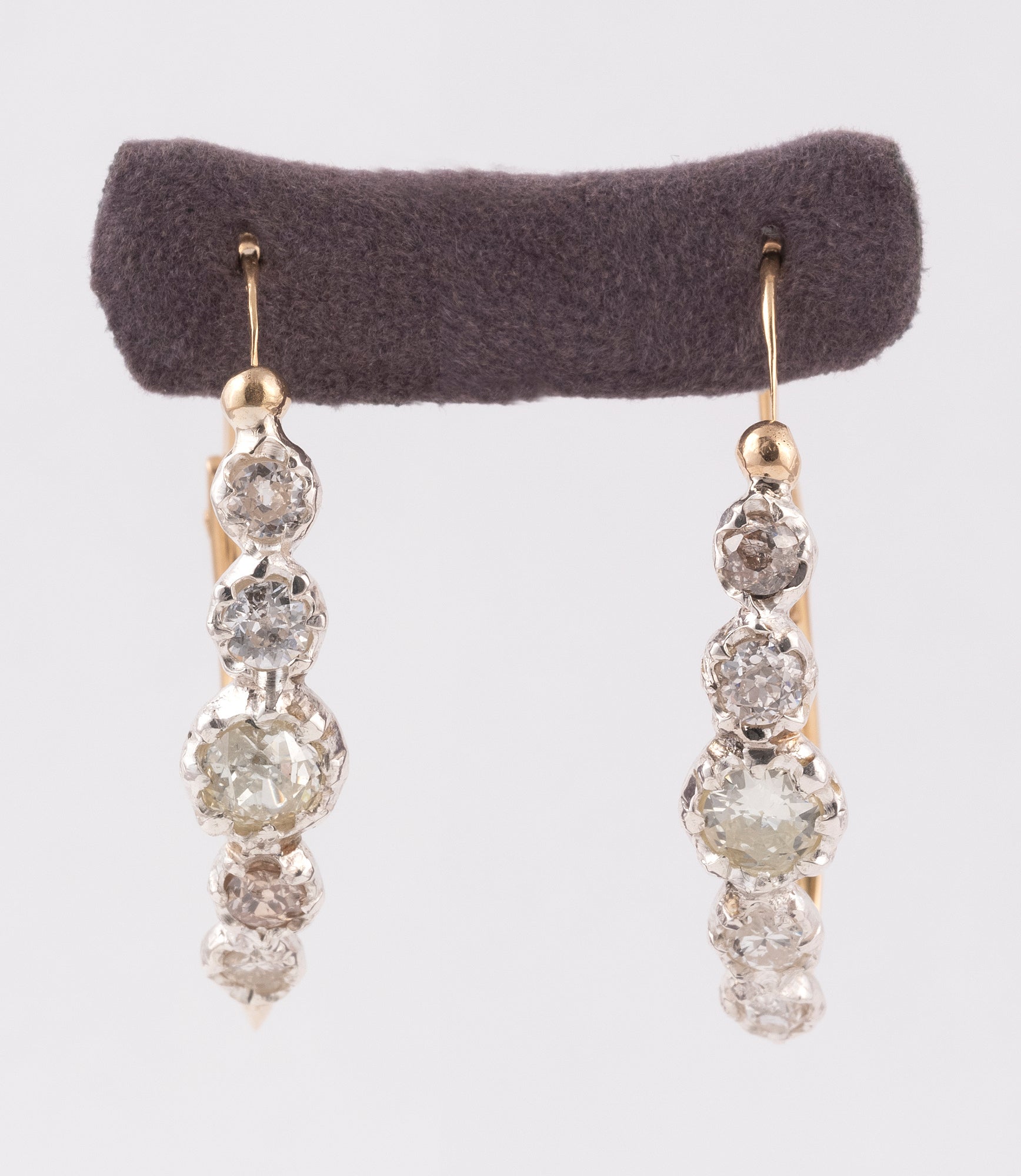Antique Old Cut Diamond Poissarde Earrings
