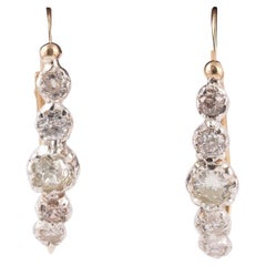 Antique Old Cut Diamond Poissarde Earrings