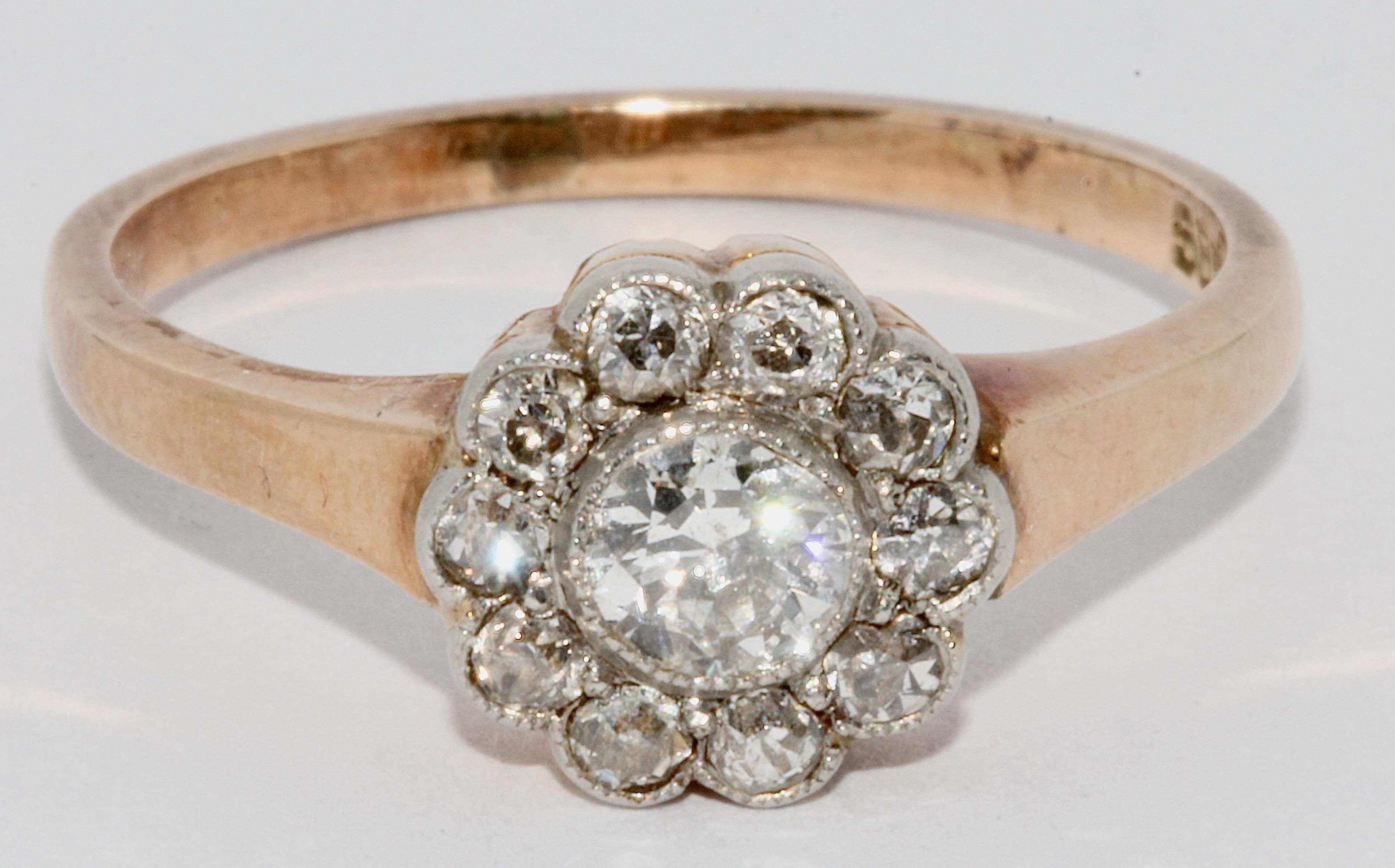 Charming antique old cut diamond ring, 14 carat gold.

Ring size can be adjusted on request.

Including certificate of authenticity.