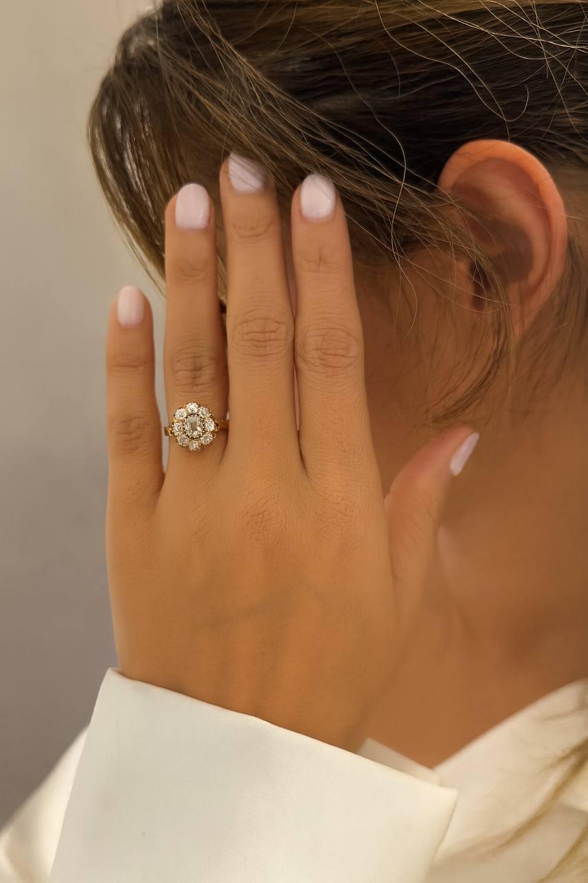 Art déco Bague ancienne en diamant taillé en vente