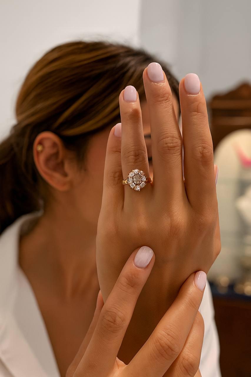 Bague ancienne en diamant taillé Excellent état - En vente à Firenze, FI