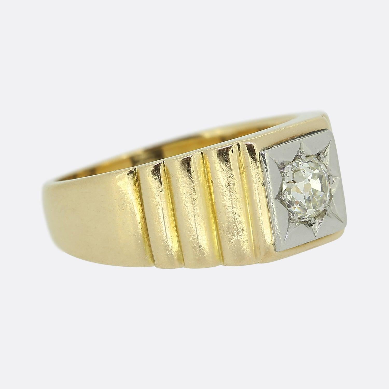 Edwardian Antique Old Cut Diamond Signet Ring