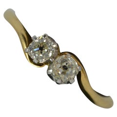 Antique Old Cut Diamond Toi Et Moi 18 Carat Gold Twist Ring