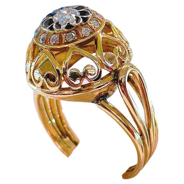 Antiker Goldring mit altem Diamanten im Zustand „Gut“ im Angebot in Cairo, EG