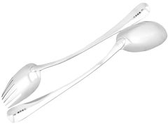 Antike George IV Old English Pattern Sterling Silber Salatbesteck