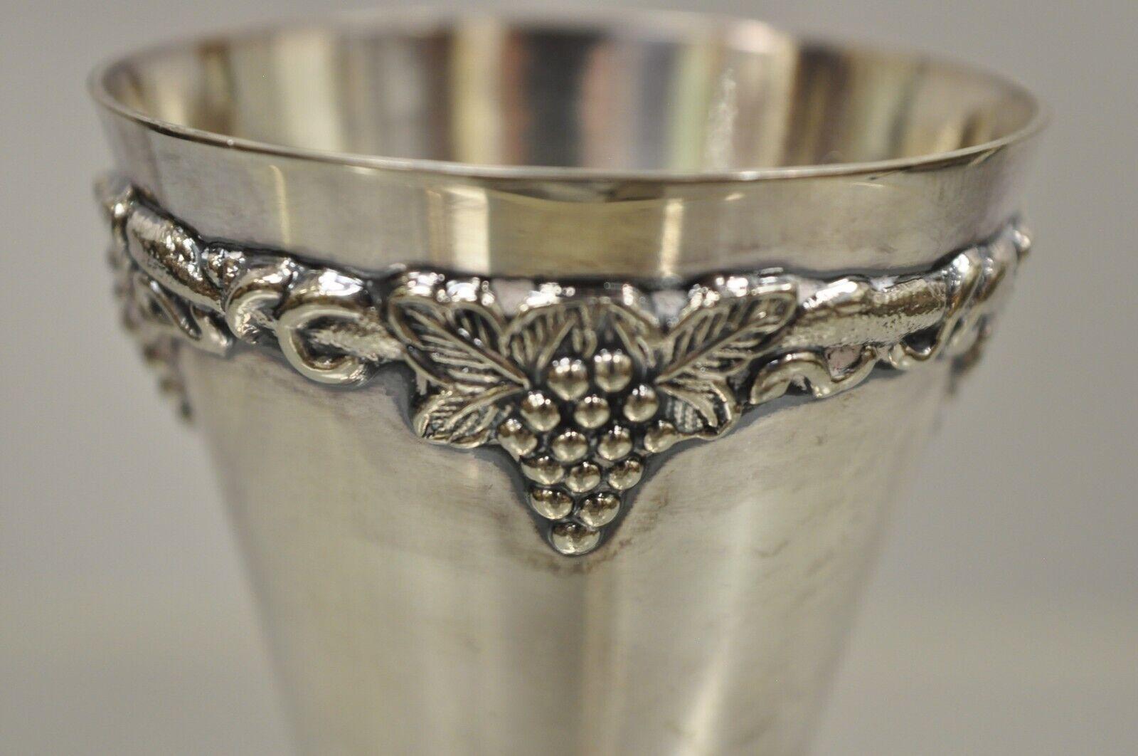 Victorian Antique Old English Repro Silver Plated Sherry Wine Liquor Goblet Cups Set of 2