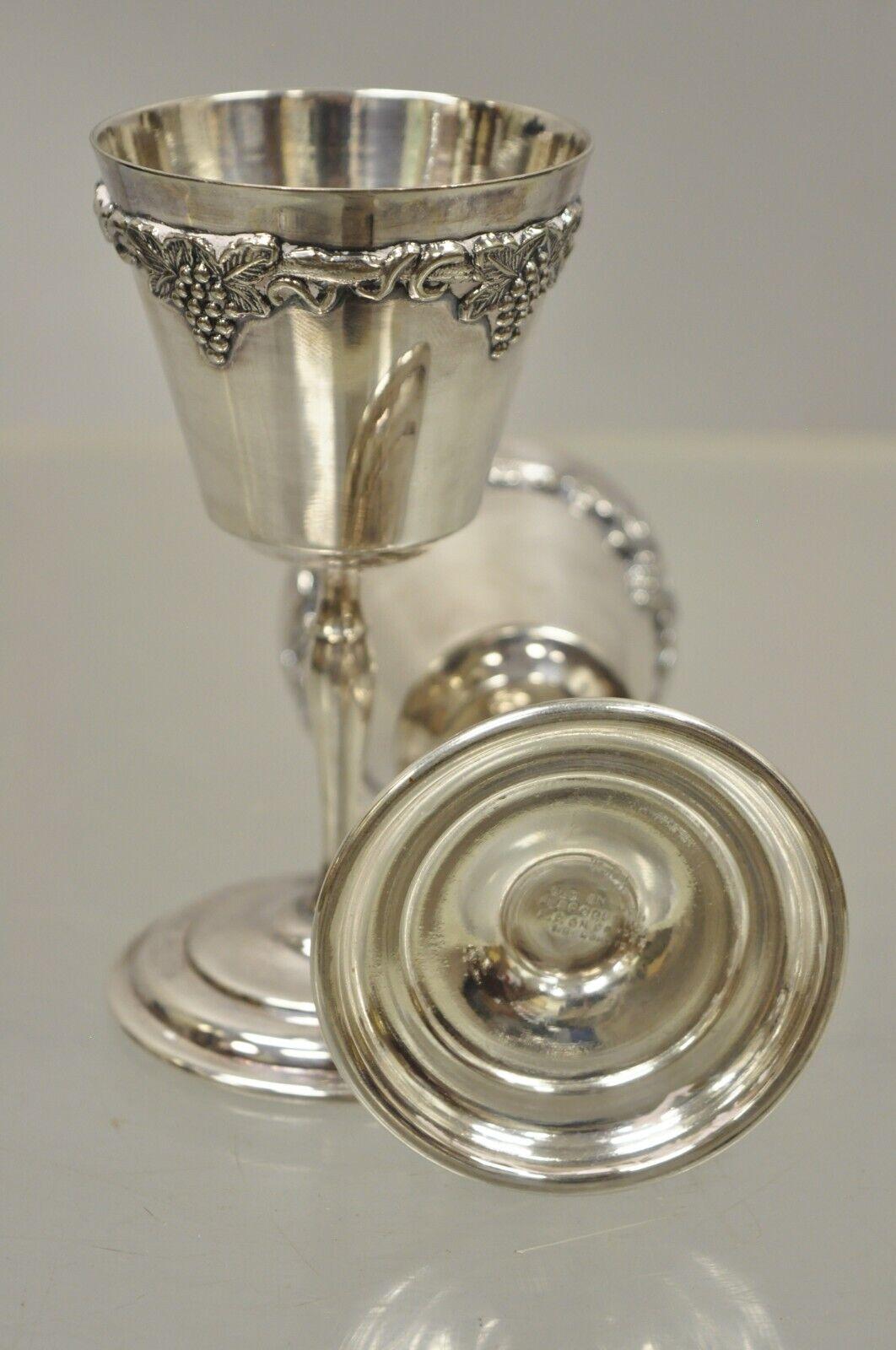 20th Century Antique Old English Repro Silver Plated Sherry Wine Liquor Goblet Cups Set of 2