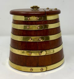 Caja de tabaco inglesa antigua, caoba con banda de latón