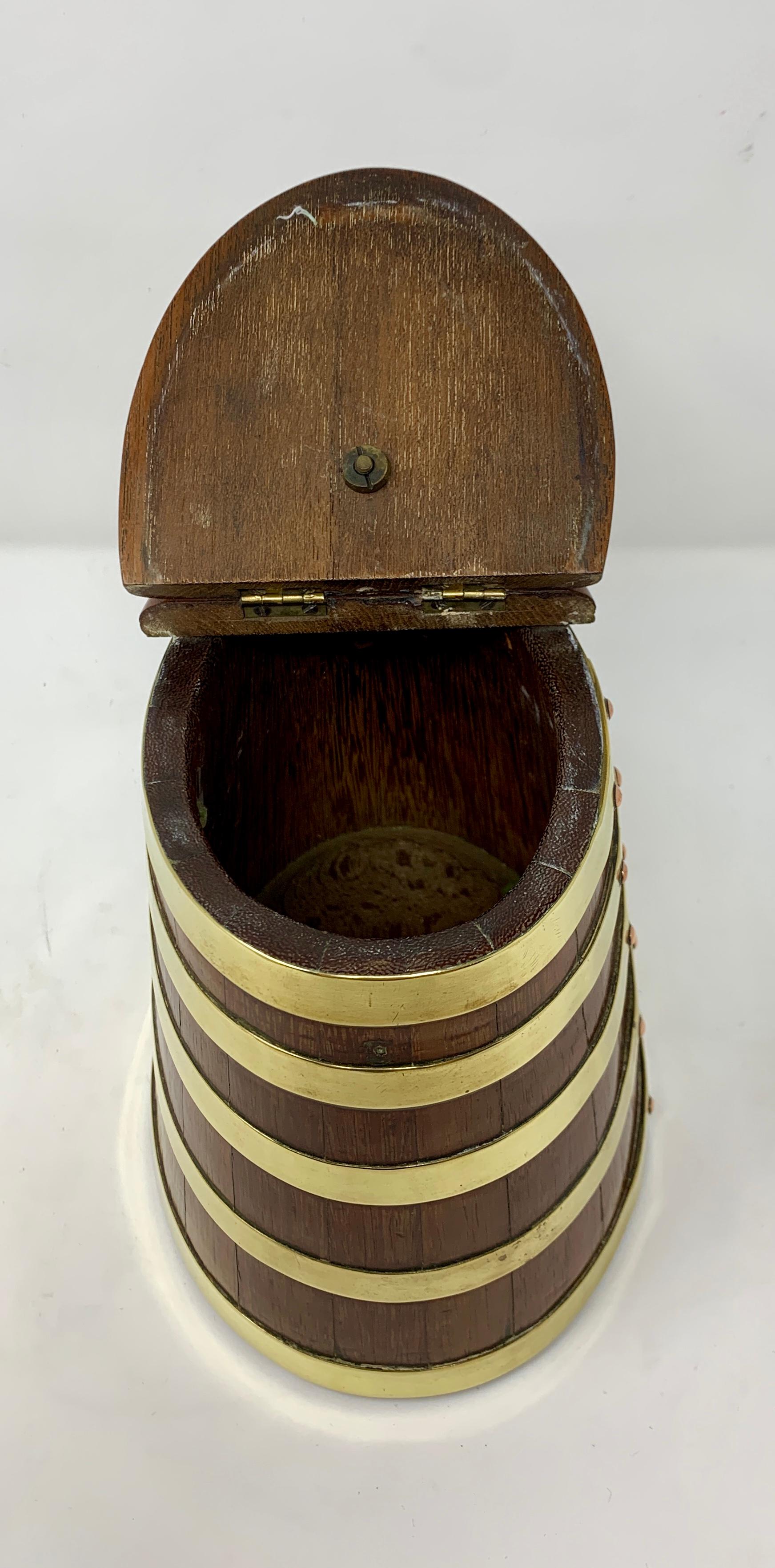 19th Century Antique Old English Tobacco Box, Mahogany with Brass Banding For Sale