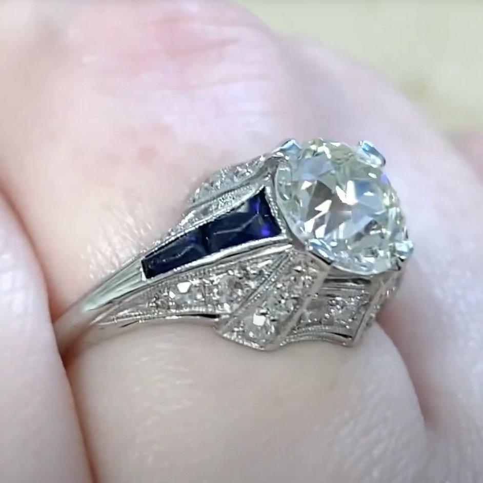 Anillo de compromiso de diamantes talla europea antiguos (aprox. 1,80 quilates), platino Corte europeo antiguo en venta