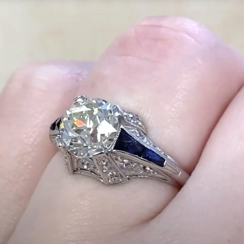 De las mujeres Anillo de compromiso de diamantes talla europea antiguos (aprox. 1,80 quilates), platino en venta