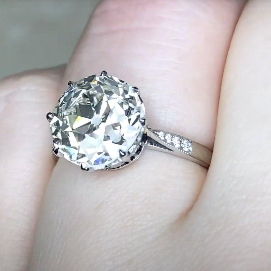 De las mujeres Anillo de compromiso de diamantes antiguos talla europea (aprox. 4,20 quilates), platino en venta