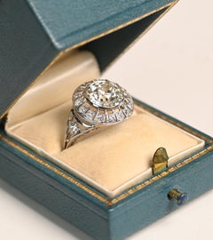 Antique Halo Engagement Ring. GIA 2.20ct Old Euro Cut Diamond Ring Platinum JVS1