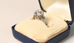 Art Deco Engagement Ring. 3ct GIA Old European Cut Diamond Ring Platinum J VS1