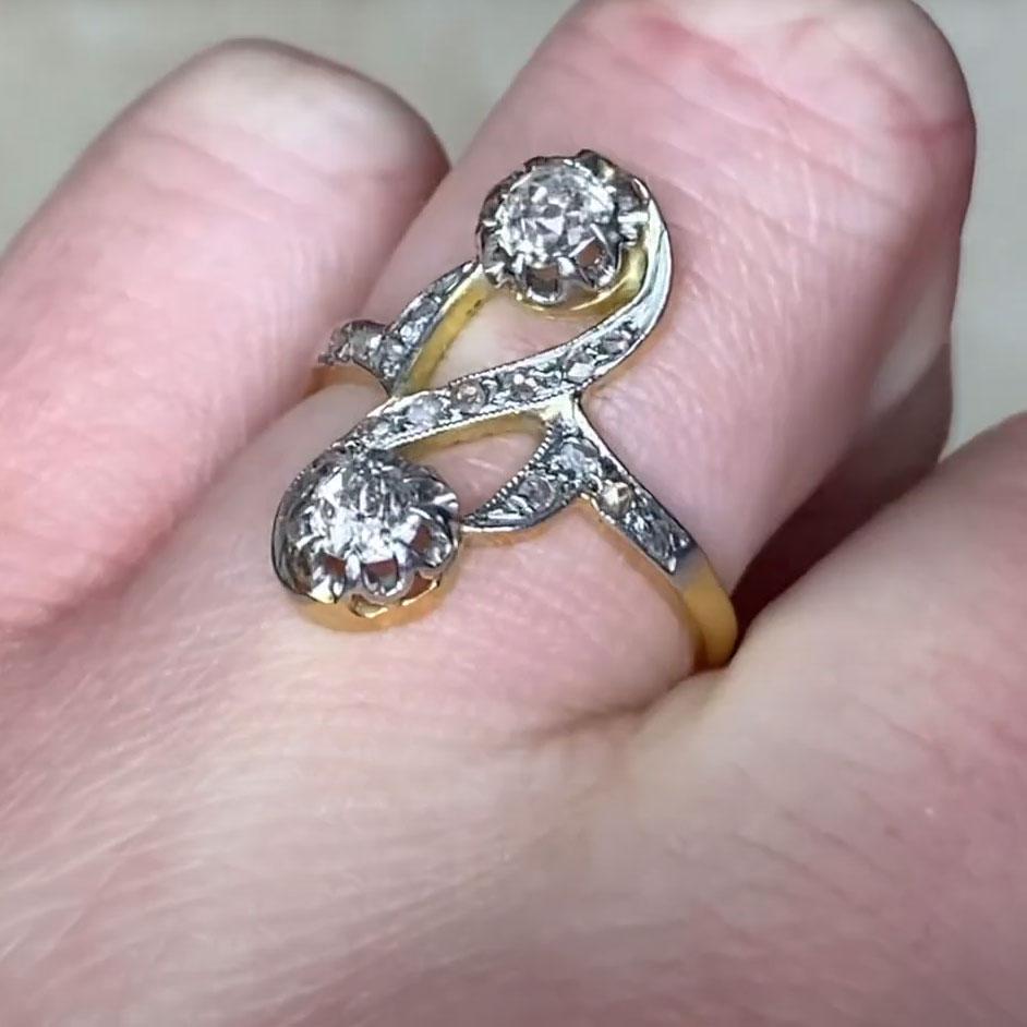 Art Nouveau Anello con diamante antico europeo e antico con taglio a cuscino (circa 0,30 carati) in vendita
