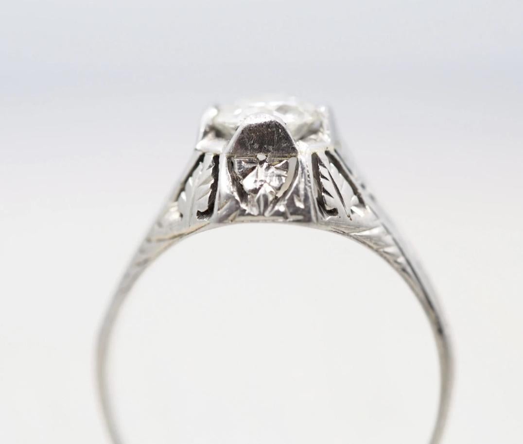 Old European Cut Antique Old European Brilliant Diamond White Gold Edwardian Engagement Ring For Sale