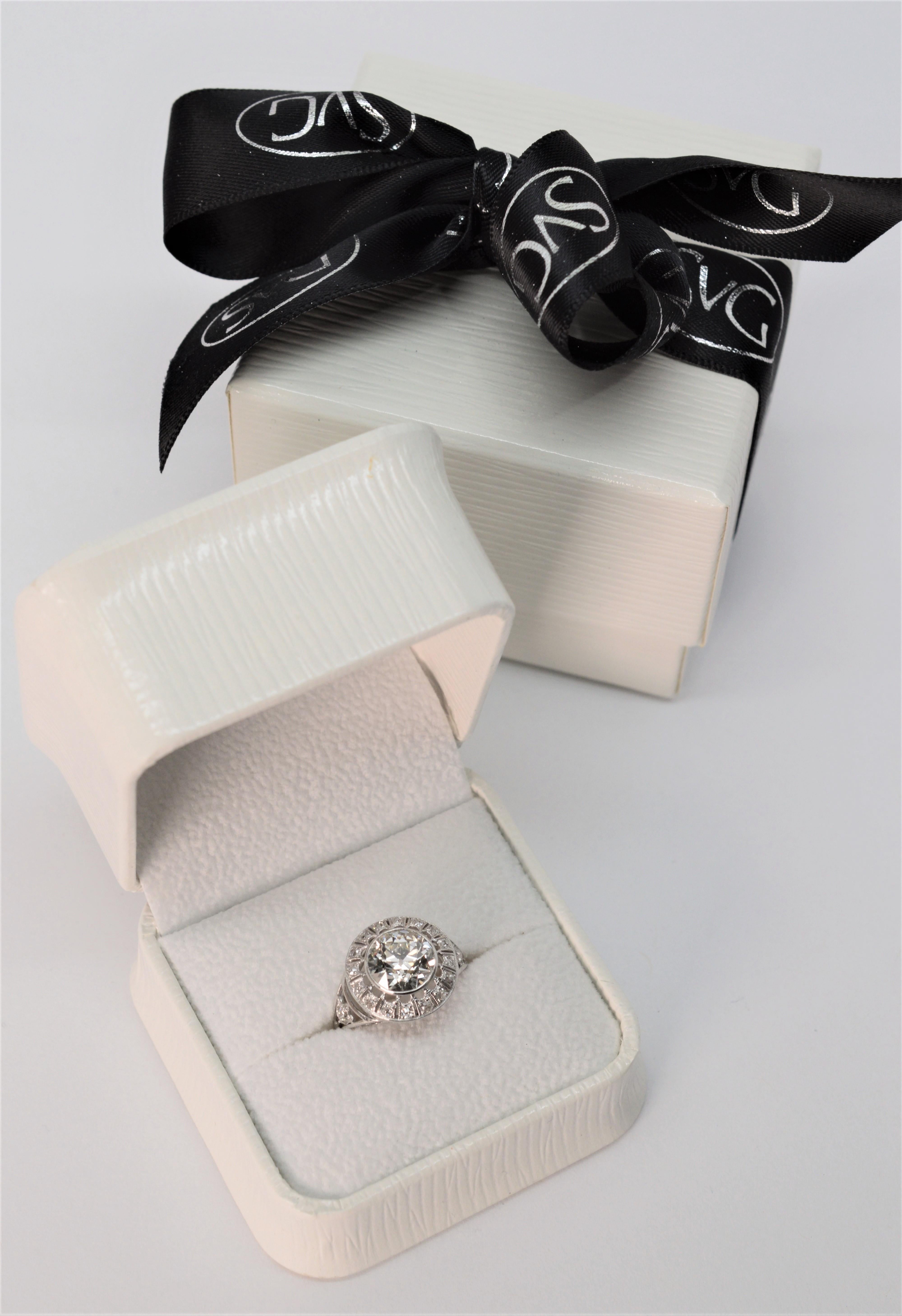 Antique European Cut 2.25 Carat Diamond Platinum Engagement Ring 6