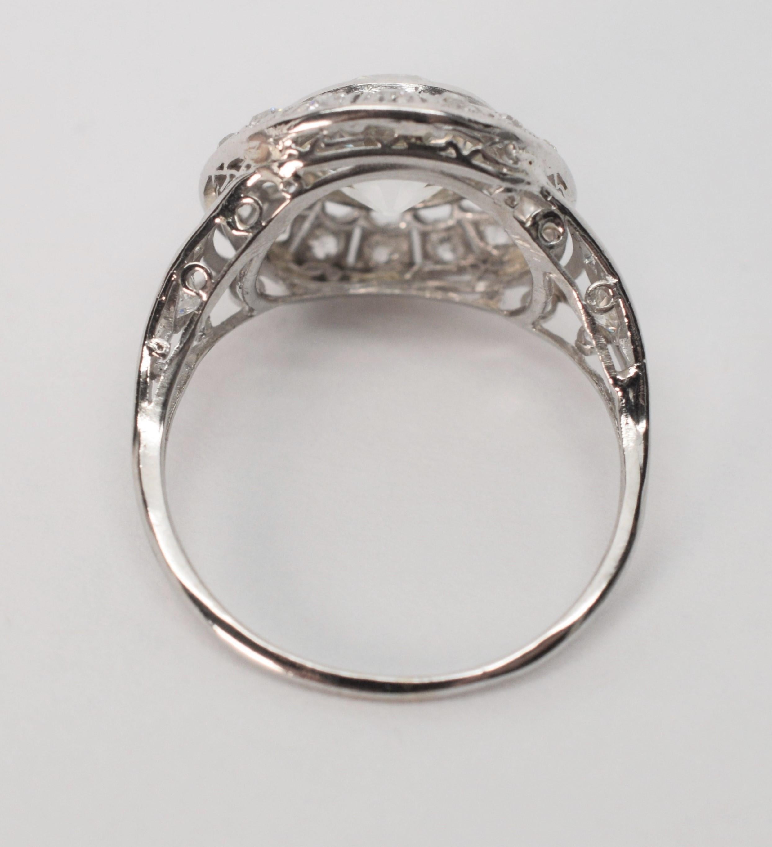 Edwardian Antique European Cut 2.25 Carat Diamond Platinum Engagement Ring