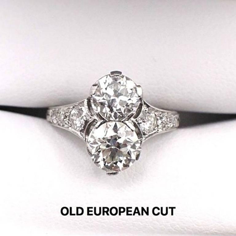 Women's Antique Old European Cut 2.27 Carat Diamond Ring in Platinum