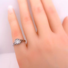 Antique Old European Cut Diamond 0.55 Carat Platinum Engagement Ring