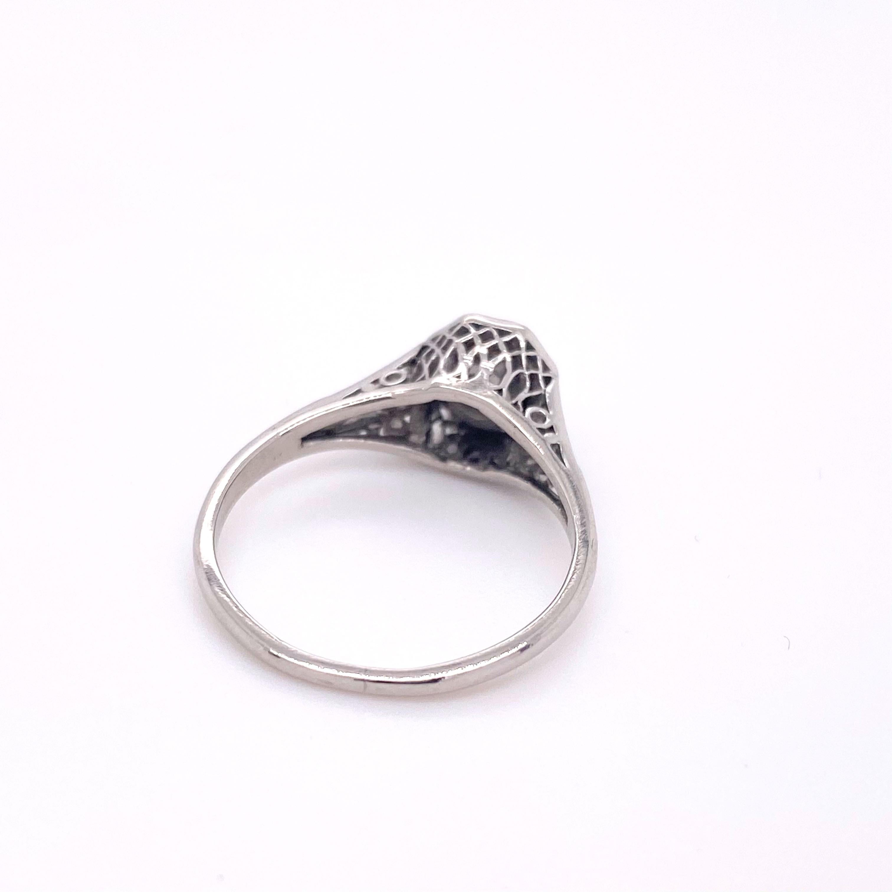 Women's or Men's Antique Old European Cut Diamond 0.55 Carat Platinum Engagement Ring