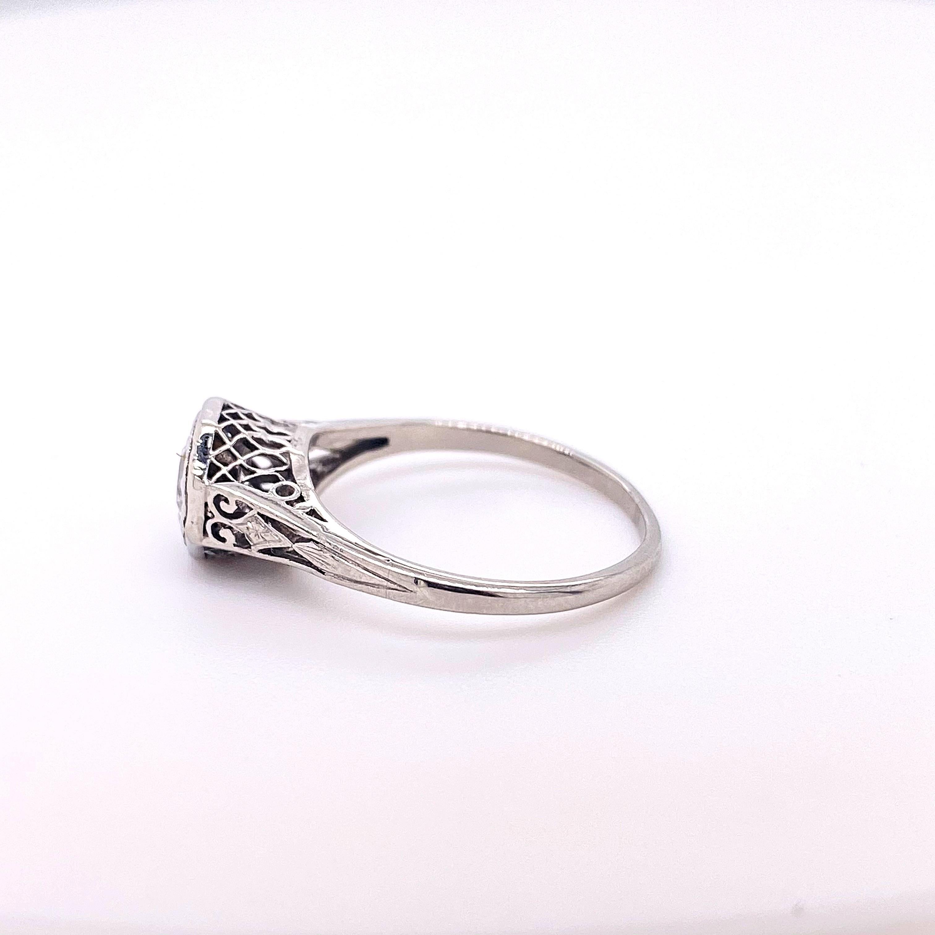 Antique Old European Cut Diamond 0.55 Carat Platinum Engagement Ring 1