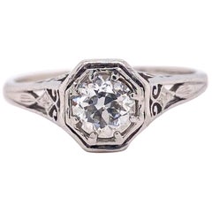 antique engagement rings san diego Antique Old European Cut Diamond 0.55 Carat Platinum Engagement Ring