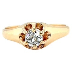 Antique Old European Cut Diamond 14 Karat Rose Gold Buttercup Ring